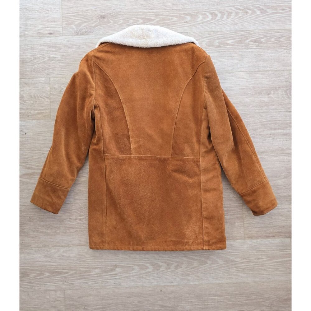 Schott NYC Rancher Western Barn Suede Leather Coat 40 Vintage Faux Fur Sherpa M - Picture 4 of 12